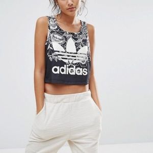 Adidas floral crop tank
